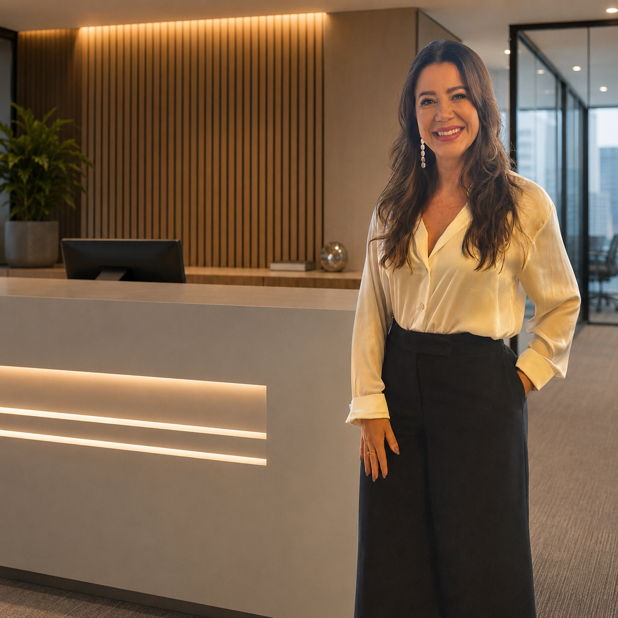 Marília Wolff em ambiente profissional